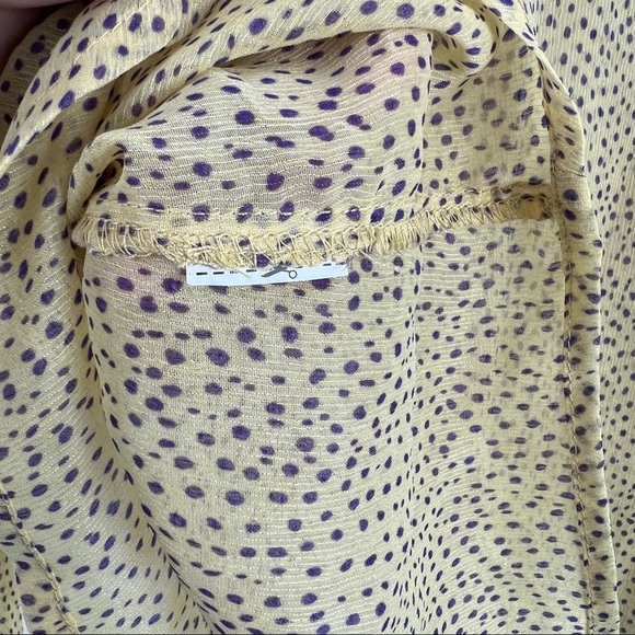 FARROW Sheer Yellow and Purple Ruffle Blouse, Size Medium - Picture 6 of 6